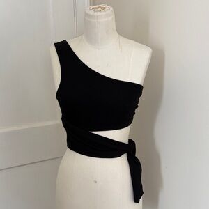 Urban Outfitters Black One-Shoulder Wrap Top